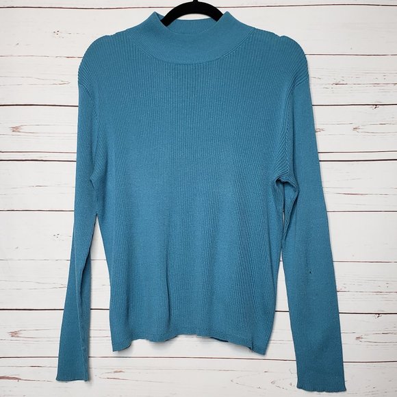 Coldwater Creek Sweaters - Coldwater Creek Silk Blend Mock Turtleneck Ribbed Sweater